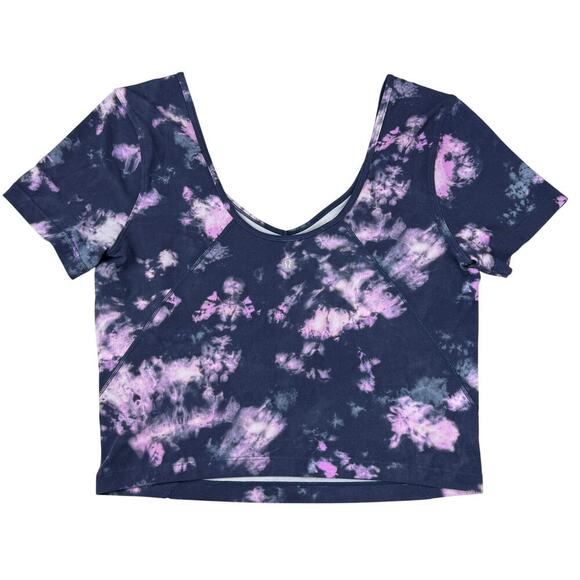 LULULEMON Align Nulu T-Shirt Sz 8 Circulate Tie Dye Mineral Blue Multi - Picture 3 of 4